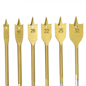 Silverline Titanium-Coated Titanium-Coated Flat Bit Set 6db, 10-32mm , Silverline Titanium-Coated Flat Bit Set 6db, 10-32mm , Silverline Titanium-Coated Flat Bit Set 6pce - Img 2