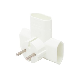 Soclu EURO 3 distribuitor T, alb, montare încastrată