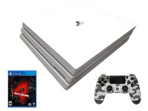 Sony PlayStation 4 PRO játékkonzol, + 1 ARMY white vezérlő, CUH-7016B modell, 1 TB-os merevlemez + Black4Blood játék, FEHÉR, használt