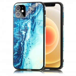 Telefon tok Apple Iphone 12 mini készülékhez, kék márvány nyomtatás, Nalia