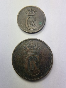 Uniunea Suedia-Norvegia – Carol al IX-lea – 1 Øre și 2 Øre 1875 - Img 2