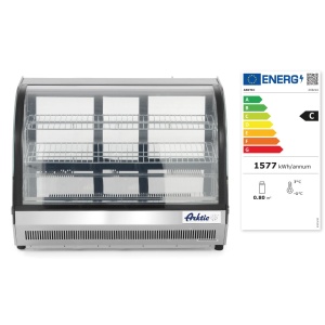 Vitrina frigorifica de prezentare profesionala pentru prajituri ARKTIC by Hendi 130 L Inox Interval de temperatura 2/8 ? C 260 W 900x557x(H)670 mm, Clasa energetica C - Img 2