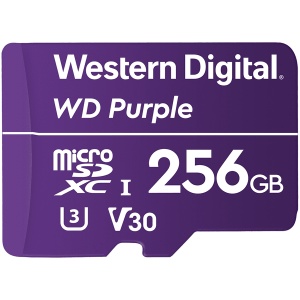 WD Purple 256GB Surveillance microSD XC Class - 10 UHS 1, "WDD256G1P0C"