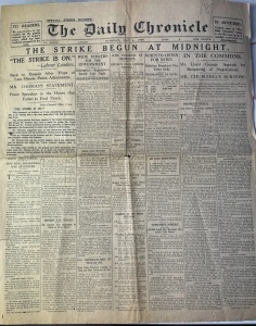 Ziar Istoric - Anglia - The Daily Chronicle – 4 mai 1926 (Special Strike Number) Titlu principal: „The Strike Begun at Midnight” Eveniment relatat: Greva Generală din Marea Britanie (1926) - Img 2
