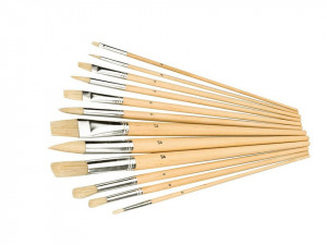12 darabos ecsetkészlet, természetes fa nyéllel, 2-12mm, Silverline