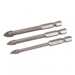 3 db üvegfúró készlet, 5, 6, 8 mm, Silverline