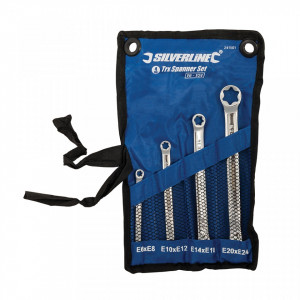 4 db Torx típusú kulcskészlet, E6, E8, E10, E12, E14, E18, E20, E24, SILVERLINE, E6, E8, E10, E12, E14, E18, E20, E24, SILVERLINE