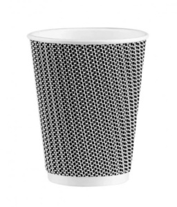 500 darabos duplafalú papírpohár készlet kávéhoz, teához, 350ml, 12oz, fekete rácsos modell