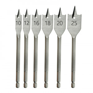 6 darabos fa lapos fúrókészlet, 10, 12, 16, 18, 20, 25mm, Dedra
