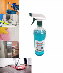 Alkohol alapú fertőtlenítő oldat, minimum 70%-os, professzionális, több felületre, spray, 1 liter, Royal Hygiene