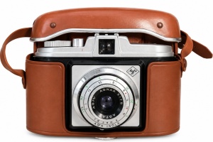 Aparat foto vintage de colectie AGFA Isola 6043, impecabil, format film 120, husa piele, second hand - Img 7