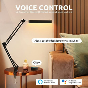 Asztali lámpa vezérlése telefonról, wi-fi, bluetooth, asztali bilincs, 3 színű LED SMD2835, dimmelhető, 3 színű LED SMD2835. - Img 3