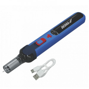 Bádogforrasztópisztoly beépített akkumulátorral 4V 2Ah, 36W, 450 fok, USB-C, Dedra