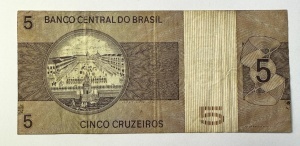 Bancnota Brazilia - 5 Cruzeiros 1966 - Img 2