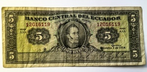 Bancnota Ecuador - 5 Sucres 1954