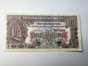 Bancnota Militara - British Armed Forces Special Voucher - 1 Pound – 2nd Series (1948–1956) - Img 3