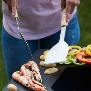 Barbecook BC-ACC-7123, flipper pentru grătar din oțel inoxidabil, 2 buc, mâner din lemn, 100% FSC, 31cm - Img 2