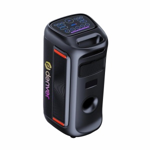 Boxă Activă de Petrecere Denver BPS-370, 100W RMS, Două Woofer-e 6.5", Bluetooth 5.3, Karaoke, Microfon Wireless Inclus, Lumini LED RGB, TWS, IPX4, Roți și Mâner, Neagra - Img 7