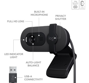 Camera WEB FULL HD, 30fps, tehnologie RightLight 2, microfon incorporat, Logitech BRIO 105 - Img 2