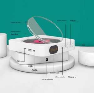 CD Player multifunctional, montabil pe perete, sub blat bucatarie, pe masa, functii CD, AUX, Bluetooth, USB, Card SD, telecomanda, LeTaoCity - Img 6
