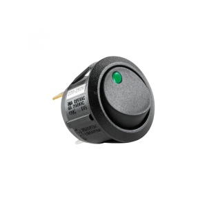 Comutator basculant cu bec, 250V, 1 circuit, verde