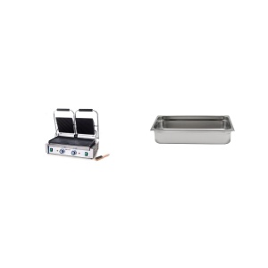 Contact grill dublu (striat/neted) + Tavă GN 1/3 (200mm)