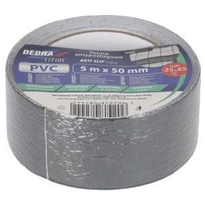 Csúszásgátló szalag, lépcső, előszoba, kórház, öntapadós, 50mm x 18m, pvc, fekete, Dedra - Img 3