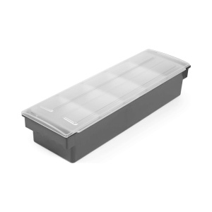 Cutie ingrediente bar / pizza, 5 compartimente, cu capac, 495x160x(H)100 mm, Hendi, plastic ABS