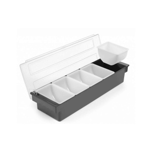 Cutie ingrediente bar / pizza, 5 compartimente, cu capac, 495x160x(H)100 mm, Hendi, plastic ABS - Img 2