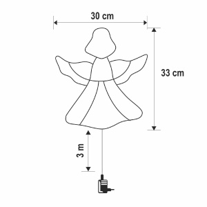 Decorațiune LED pentru fereastră, înger, temporizator 6/18 ore, adaptor, alb cald - Img 3