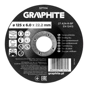 Disc de slefuire, corindon, pentru metal 125 x 6.0 x 22.2 mm, 27 A24-R-BF, convex