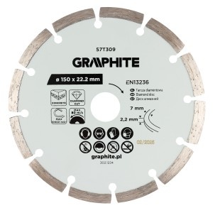 Disc de taiere diamantat, segmentat, 150 x 22,2 mm, taiere uscata