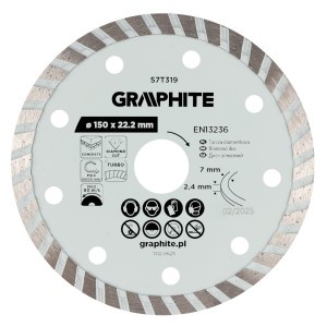 Disc de taiere diamantat Turbo, 150 x 22.22 mm, taiere uscata