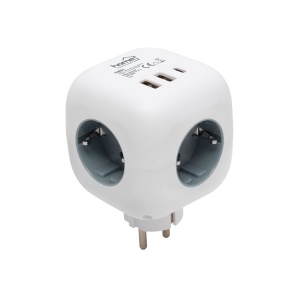 Distribuitor cub, comutator, 3 prize 16A 250V~, 2xUSB-A, 1xUSB-C