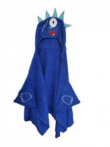 Fürdőköpeny kapucnival, törölköző, 130 x 60cm, 100% pamut, monster blue, George Home