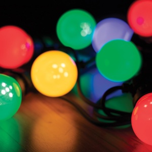 Ghirlanda cu LED-uri, pt exterior, 30 globuri colorate, 14,5 m