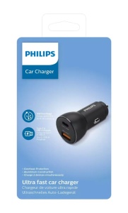Gyorstöltő autós töltő 36W, USB-C, USB-A, USB-C-USB-C 1m kábel, Philips - Img 4