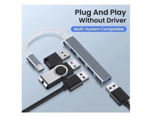 Hub USB tip C la 4 porturi USB 3.0, compatibil telefoane mobile cu Android si PC Windows, MacOS - Img 2