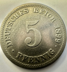 IMPERIUL GERMAN - WILHELM II - 5 PFENNING 1899