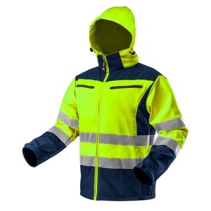 Jacheta de lucru cu vizibilitate ridicata, softshell cu gluga, galben, marimea XXXL