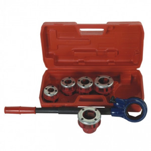 Kézi menetes szorító, készlet 3/8", 1/2", 3/4", 1", 1 1/4" + szerszámkészlet , Dedra