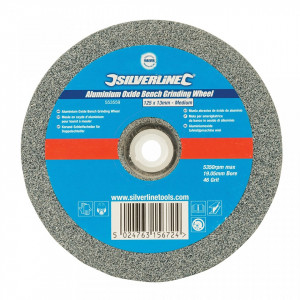 Kőtárcsa csiszológéphez, 125mm x 13mm, szemcse 46, közepes,Silverline - Img 2