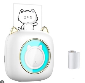 Mini hordozható hőnyomtató, 1200Ah akkumulátor, USB-C, + 10 ajándék tekercs, macska modell, fehér, bluetooth kapcsolat, HuiJuke - Img 7