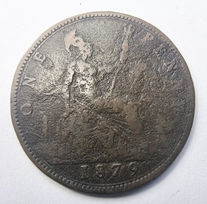 Moneda Regatul Unit - Victoria - 1 Penny 1879 - Img 2