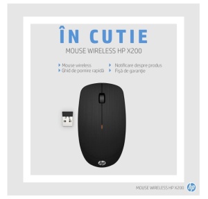Mouse wireless HP X200, dongle USB 2,4GHz, ambidextru, autonomie max. 18 luni, LED status baterie, 1600 DPI, 3 butoane, baterie AA inclusa, negru - Img 2