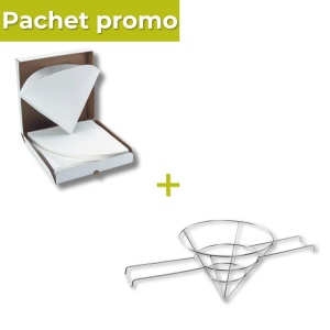 Pachet Filtre ulei friteuza set 50 buc + Suport filtru inox