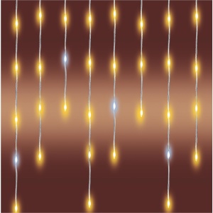 Perdea luminoasa cu țurțuri de gheață sclipitoare cu LED-uri, pentru exterior, 1200 de LED-uri DOT (albe reci care clipesc printre cele albe calde) - Img 1