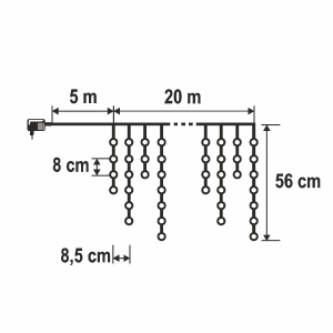 Perdea luminoasa cu țurțuri de gheață sclipitoare cu LED-uri, pentru exterior, 1200 de LED-uri DOT (albe reci care clipesc printre cele albe calde) - Img 3