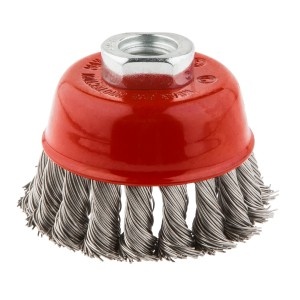 Perie cupa evazata, sarma, 80 mm x M14, INOX