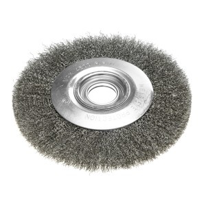 Perie tip roata din sirma de otel incretita, 200 x 32 mm